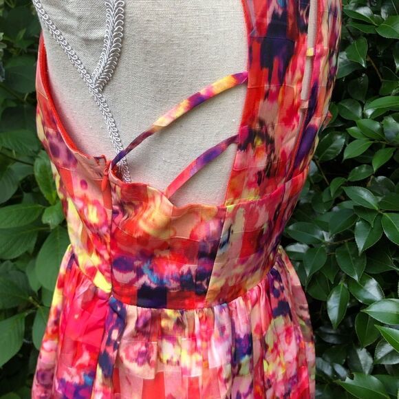 Sugar Lips Orange Geometric Print Fit &Flair Dress - Picture 7 of 12